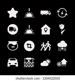 landscape icon. landscape vector icons set sun and cloud, star, truck and car