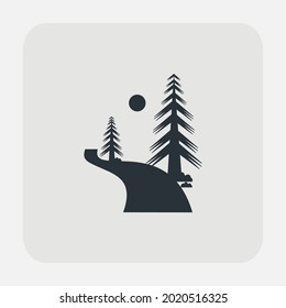 landscape icon. vector icons. Tree silhouette icon. tree icon vector. road. 