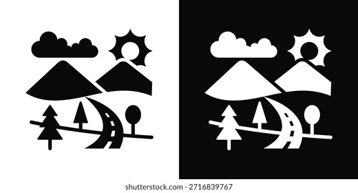 Ícone Paisagem Estilo De Plano De Fundo Branco E Preto