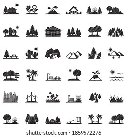 Landscape Icons. Black Scribble Design. Vector Illustration.