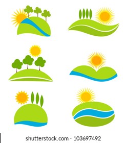 Landscape icons for design. Vector illustration