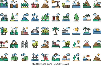 Landscape icons High-Quality Vector Icons Collection with Editable Stroke. Ideal for Professional and Creative Projects.