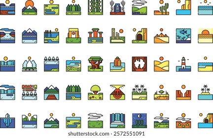 Landscape icons High-Quality Vector Icons Collection with Editable Stroke. Ideal for Professional and Creative Projects.