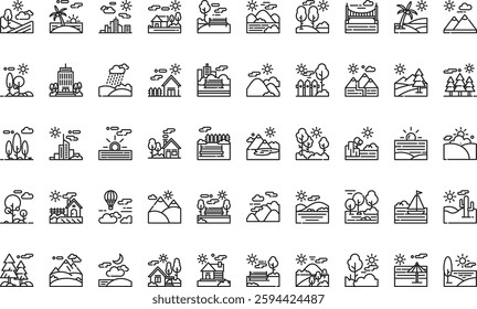 Landscape icons High-Quality Vector Icons Collection with Editable Stroke. Ideal for Professional and Creative Projects.