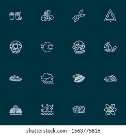 Landscape icons line style set with gardening scissors, clean water, peanut and other harvest
 elements. Isolated vector illustration landscape icons.