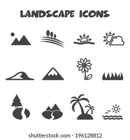 landscape icons, mono vector symbols