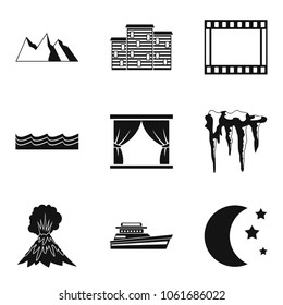 Landscape icons set. Simple set of 9 landscape vector icons for web isolated on white background