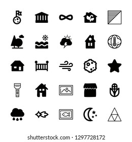 landscape icons set with temple, wind and underwater picture vector set