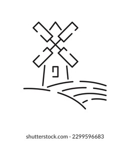 Landscape icons, thin line style, flat design vector illustration. Summer, spring season. Nature 