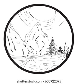 Landscape. Idea for logo. Sketch.
