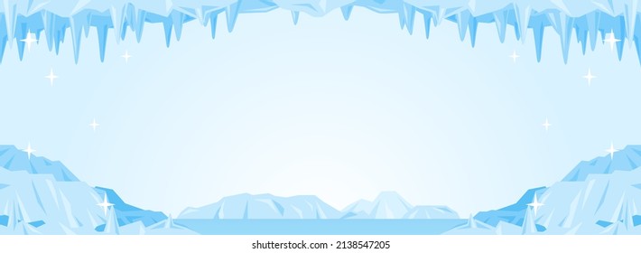 landscape illustration of Antarctica or Arctic for banner