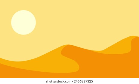 Landscape illustration of arabian sand desert with dunes