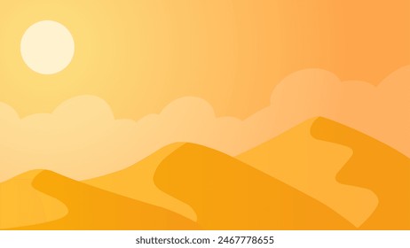 Landscape illustration of arabian sand desert with dunes