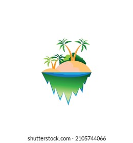 landscape illustration beach mini logo design vector