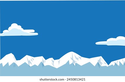 Landscape illustration of blue sky and snowy mountains