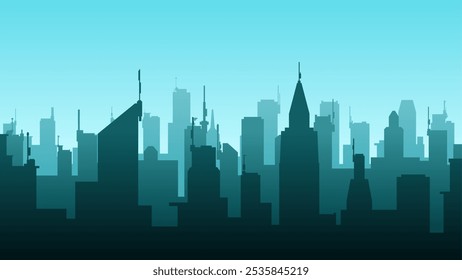 Landscape illustration of cityscape and skyline buildings