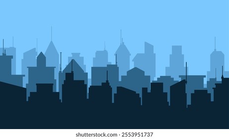 Landscape illustration of cityscape and skyline buildings