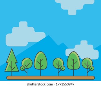 landscape illustration in cute and fresh cartoon form