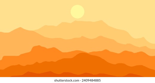 diseño paisajístico en montañas áridas con clima cálido. vector EPS 10.