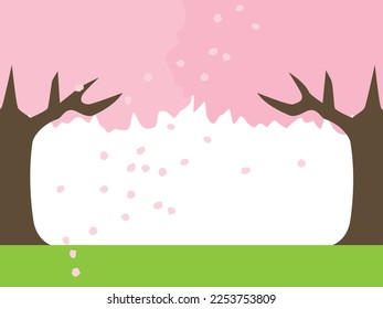Ilustración paisajística con flores de cerezo en caída