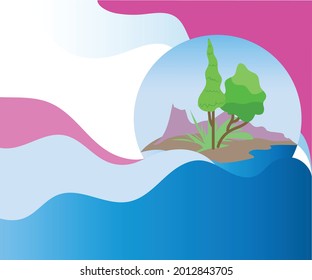 ilustración paisajística con arte plano