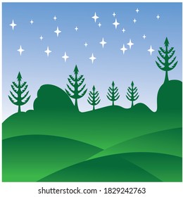 landscape illustration green field natural background vector design