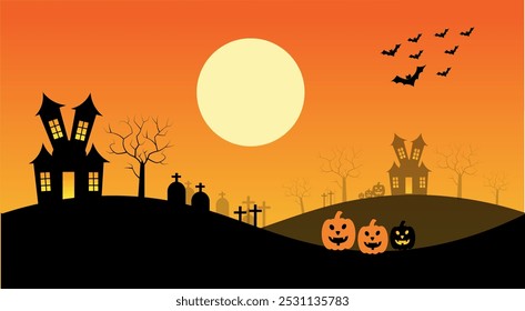 Landscape illustration for Halloween night