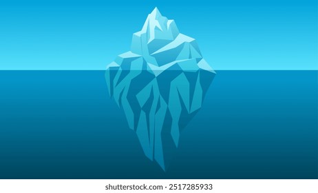 Landscape illustration of an iceberg floating in the sea