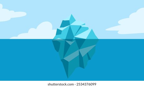 Landscape illustration of an iceberg floating in the sea