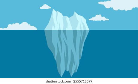 Landscape illustration of an iceberg floating in the sea