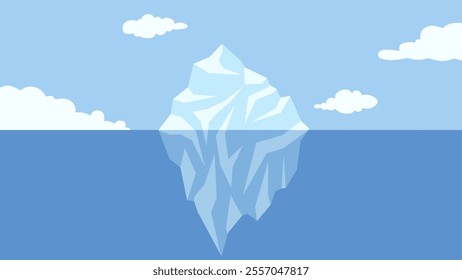 Landscape illustration of an iceberg floating in the sea