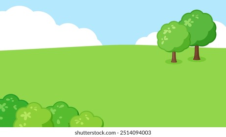 Landscape illustration of a large grass field_Daytime_16:9