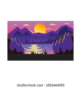 landscape illustration mountain nature abstract background colorful design vector