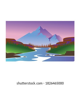 landscape illustration mountain nature abstract background colorful design vector