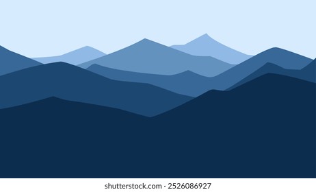 Landscape illustration of mountain ridge