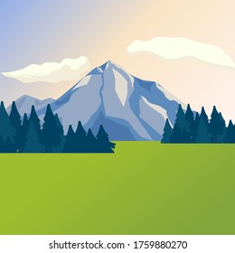 Landschaftsbild. Gebirgsvektorgrafik 