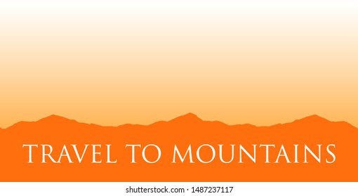 Landscape illustration with mountains at sunset. Eps Vector Art with copy space - excellent banner to Travel Company.