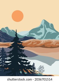 landscape illustration , nature landscape background.