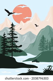 ilustración paisajística , fondo paisajístico natural.