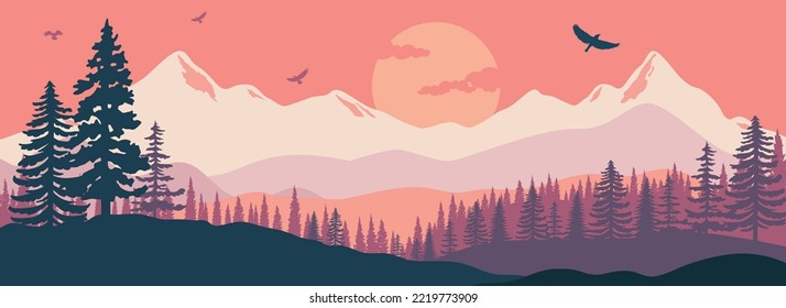 landscape illustration , nature landscape background.wall art vector.