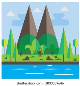 landscape illustration nature flat background cartoon colorful design vector wallpaper