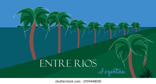 Landscape illustration of the Province of Entre Rios, Argentina with its name in Spanish.