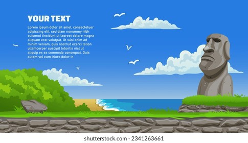 Landschaftsbild-Illustration von Moai auf Osterinsel