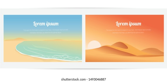 landscape illustration set, Vector banners set with polygonal landscape illustration, Minimalist style.