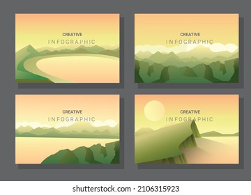landscape illustration set, Vector banners set with polygonal landscape illustration, Minimalist style.