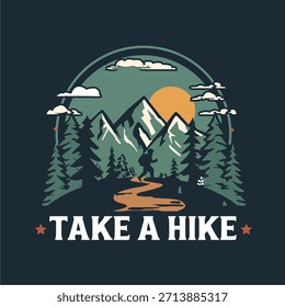landscape illustration with the theme take a hike day