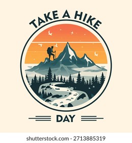 Ilustración de paisaje con el tema Tome un día de caminata