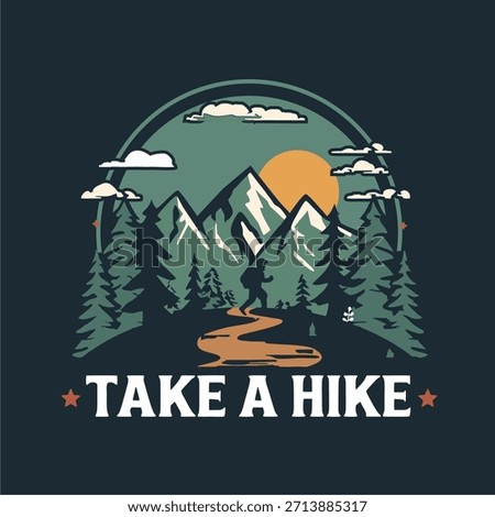 landscape illustration with the theme take a hike day