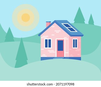 Ilustración paisajística. Ilustración vectorial en un estilo plano