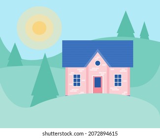 Landscape illustration. Vector illustration in a flat style